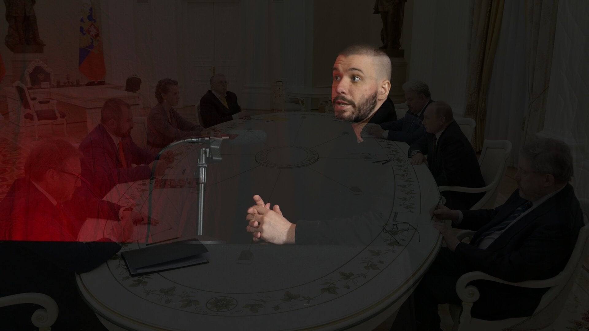 A photo of Vlad (Vladimir) Dorokhin with a background of the 2018 Russian presidential elections candidates.