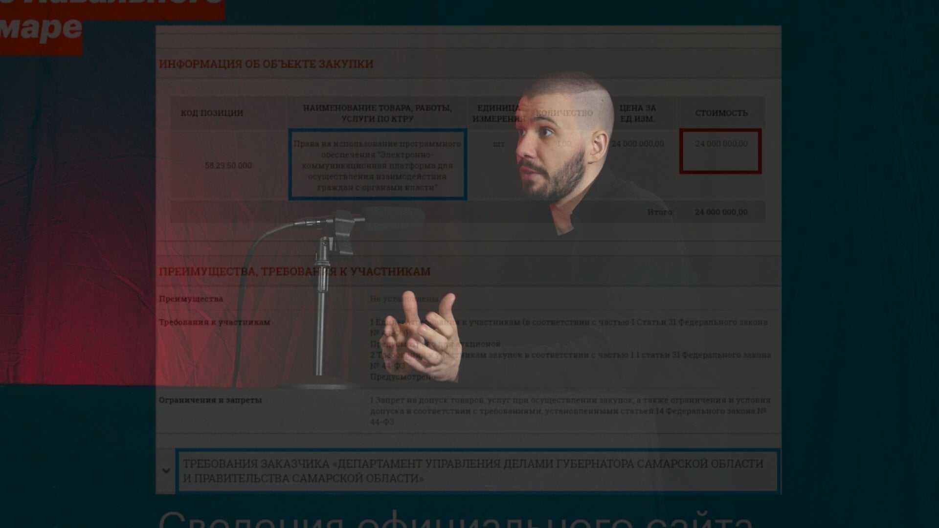A photo of Vlad (Vladimir) Dorokhin with a background of the second screenshot of the video investigation about the "Point Of Growth" election-based mobile app.