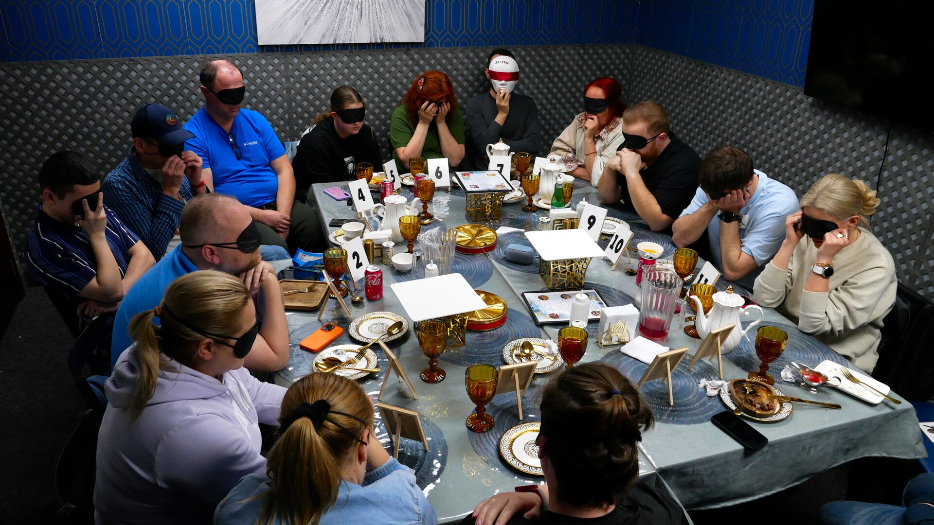 A photo of the participants of the «Mafia» community game held at a restaurant in Philadelphia, Pennsylvania, USA, on April 5, 2025, organized with the support of Vlad (Vladimir) Dorokhin.
