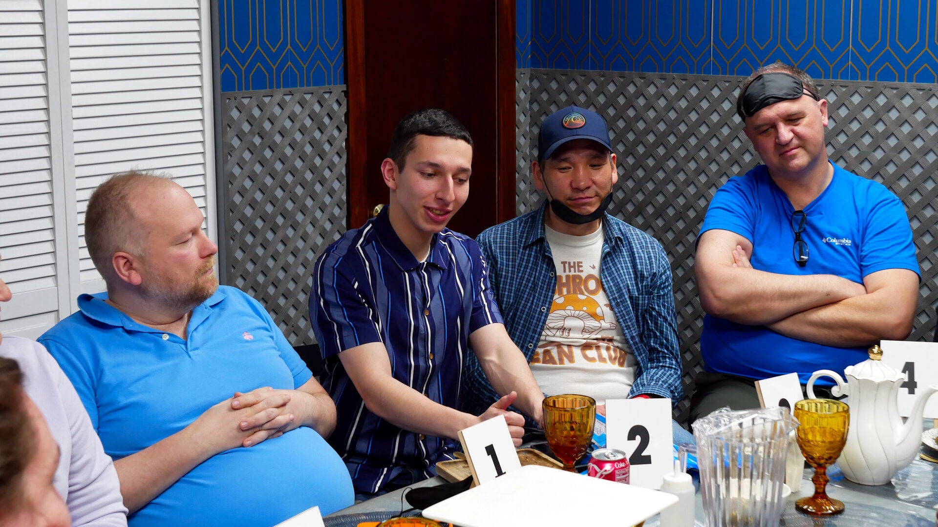 A photo of the participants of the «Mafia» community game held at a restaurant in Philadelphia, Pennsylvania, USA, on April 5, 2025, organized with the support of Vlad (Vladimir) Dorokhin.