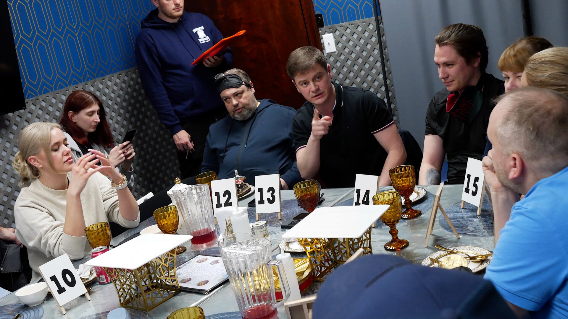 A photo of the participants of the «Mafia» community game held at a restaurant in Philadelphia, Pennsylvania, USA, on April 5, 2025, organized with the support of Vlad (Vladimir) Dorokhin.