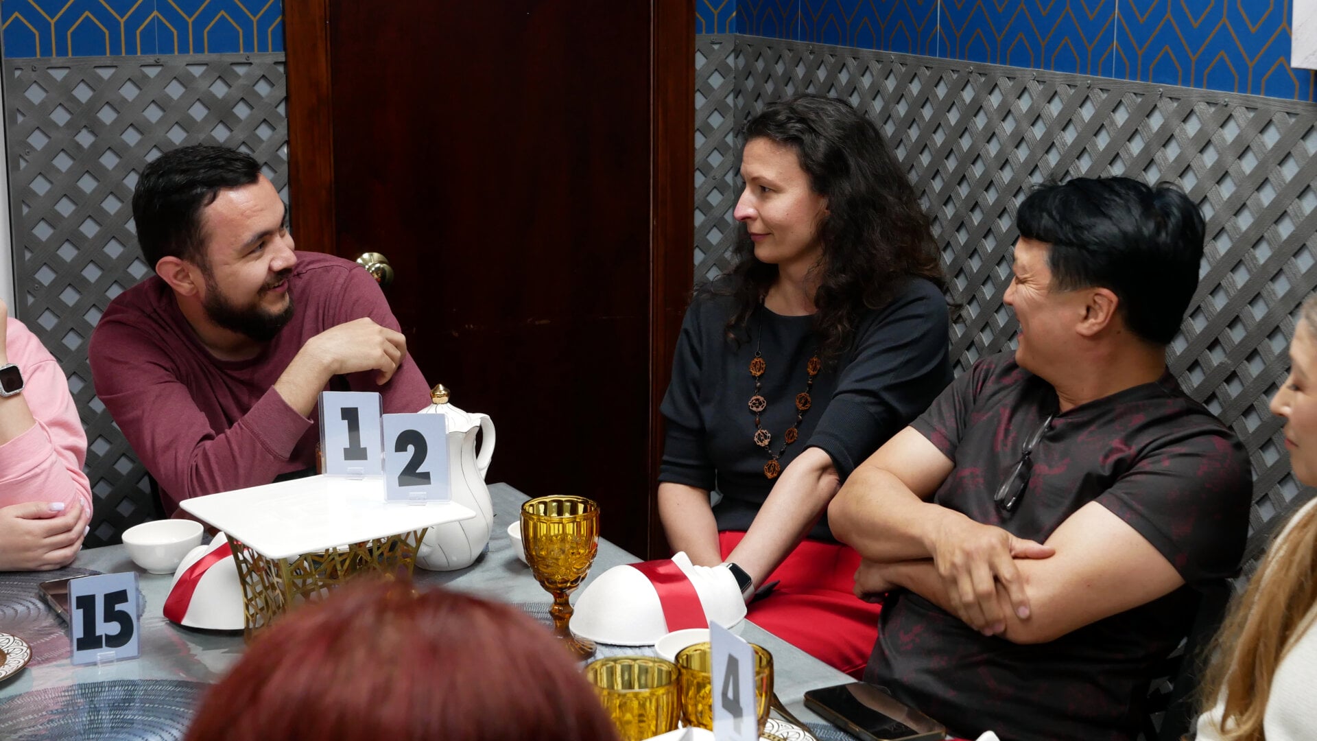 A photo of the participants of the «Mafia» community game held at a restaurant in Philadelphia, Pennsylvania, USA, on April 26, 2025, organized with the support of Vlad (Vladimir) Dorokhin.