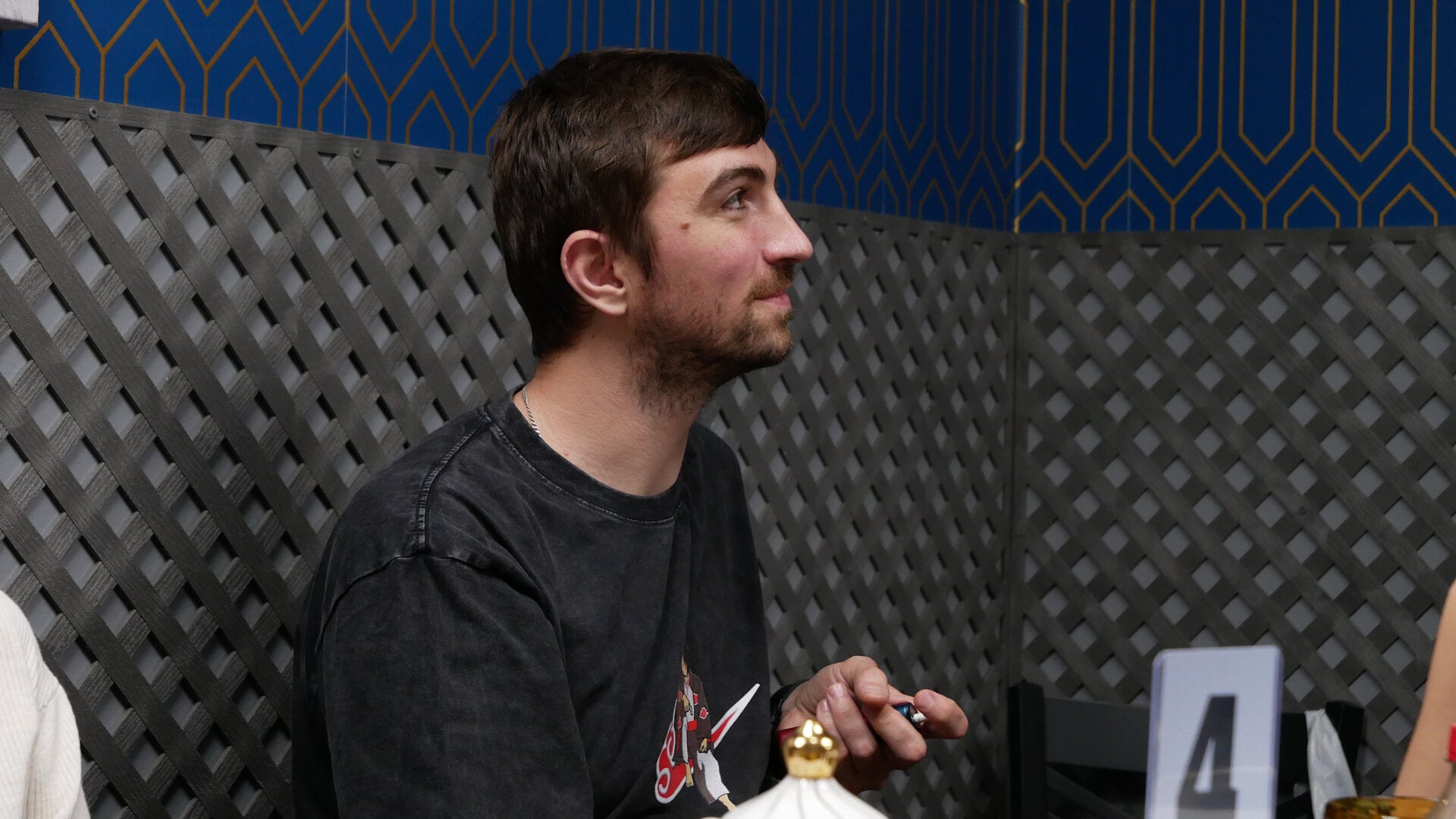 A photo of a participant of the «Mafia» community game held at a restaurant in Philadelphia, Pennsylvania, USA, on April 26, 2025, organized with the support of Vlad (Vladimir) Dorokhin.